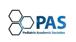 A blue and white logo for pediatric academic society.