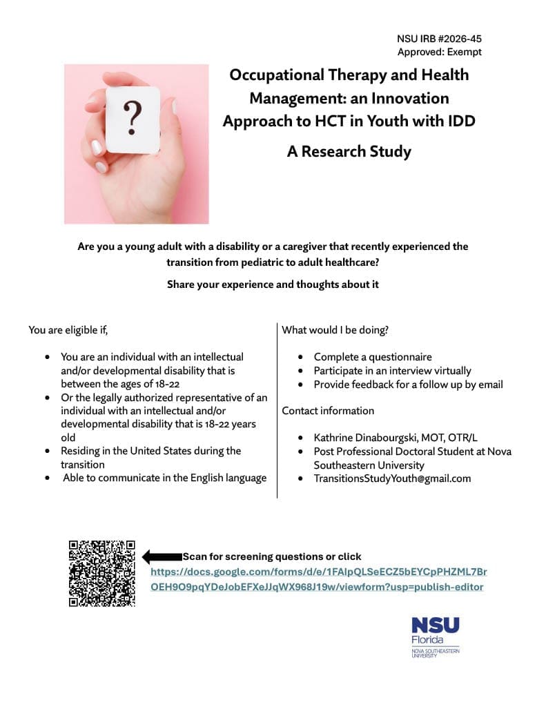 Youth with IDD Recruitment flyer